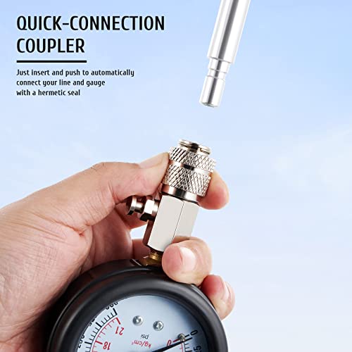 Omt Compression Tester, 8Pcs Engine Cylinder Pressure Gauge For Petrol Gas Engine, 0-300Psi Engine Compression Tester Automotive With Adapters For Cars Trucks Motorcycles Marines Atv Utv #TOP5