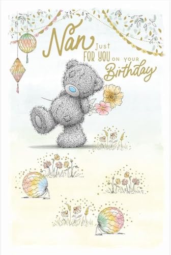 Me to You Tatty Teddy Cute Birthday Card For Nan Bear With Flowers - Official Collection