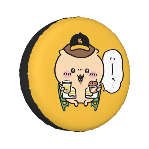タイヤカバー ちいかわ くりまんじゅう スペアタイヤカバー おしゃれ タイヤ収納 防塵 防水 防紫外線 日焼け止 汚れ防止 劣化対策 タイヤバッグ 持ち運び便利 取付簡単 カー用品 14〜17インチ 屋外 軽自動車 普通車 汎用 16インチ:直径76-79