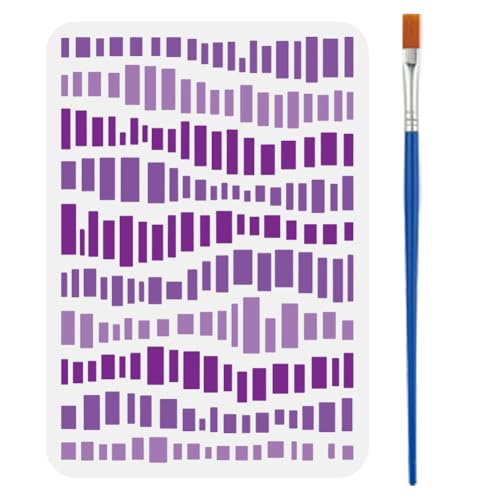 FINGERINSPIRE Irregular Stripes Painting Stencils with a Brush 11.7x8.3Inch Irregular Geometric Patterns Stencils PET Pattern Themes PET Template for Wood Floor Tile Wall Fabric Furniture DIY