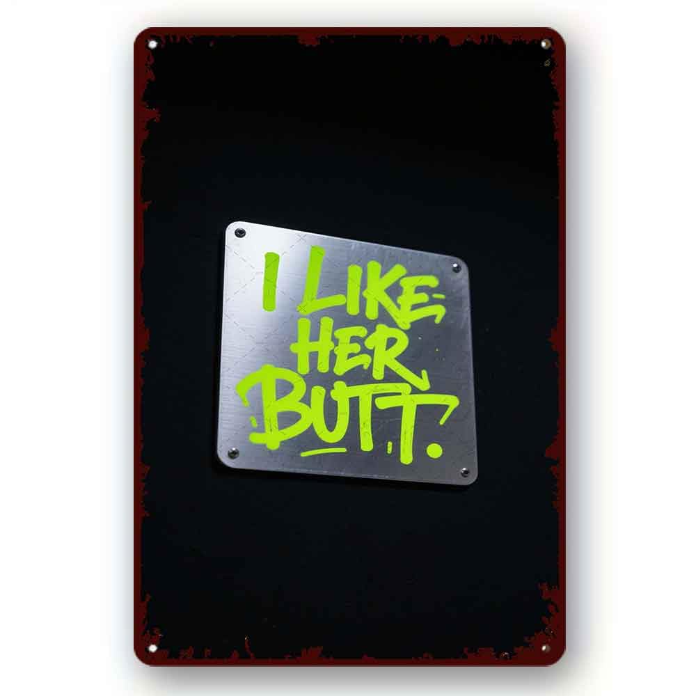 peiyeety I like Her Butt Tin Sign Farmhouse Style Farmhouse Decor Sign Gift for Her Beard Butt Metal Plaque Sign 8x12 Inch