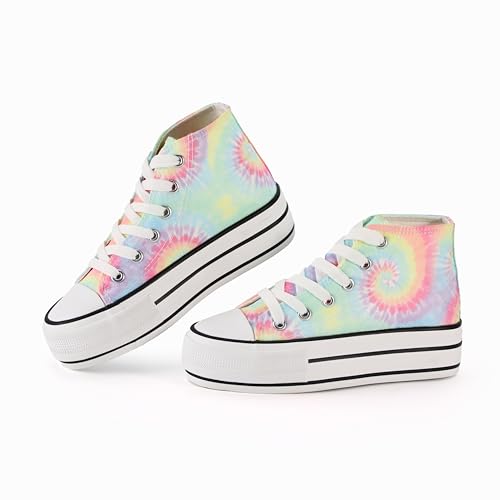JUDIS Girls’ Platform Canvas Shoes Lace-up Fashion Sneakers Low Top and High Top Casual Shoes for Girls2