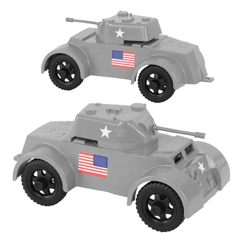 Tim Mee Toy TimMee Staghound Armored Cars - Gray Plastic Army Men Scout Vehicles