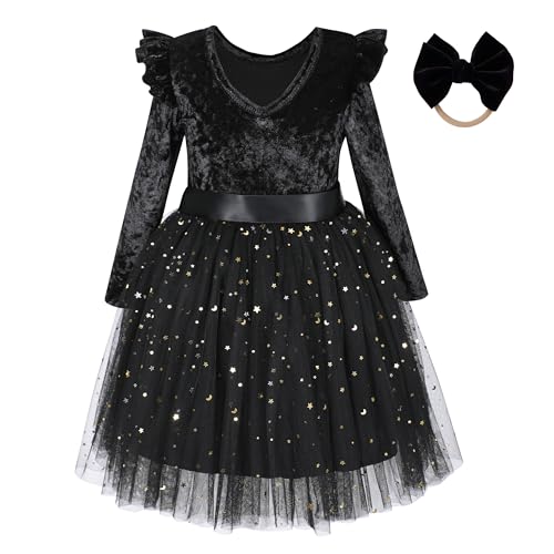Toddler Velvet Dress Long Sleeve Baby Girls Tulle Tutu Party Dresses for Special Occasion2