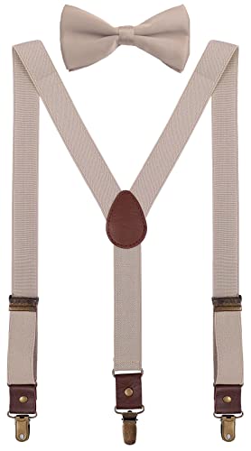 Orsky Little Boys' Suspenders And Bow Tie Adjustable With Copper Clips 30" Tan #TOP24