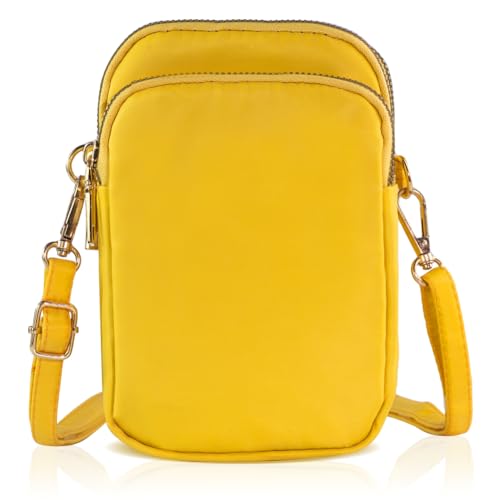 Bolsa tiracolo feminina mini bolsa para celular bolsa de viagem pequena bolsa de ombro, Amarelo, Bolsa transversal leve