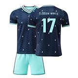 Generisch Fußball Trikot Set in Blau 2026, Atmungsaktives Auswärtstrikot für Kinder, Herren & Damen, Schnell Trocknendes Feuchtigkeitsableitendes Fußballshirt
