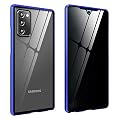 FHZXHY Galaxy S22 Privacy Glass Case with Safety Locks Clear Double Sided 9H Tempered Glass Magnetic Metal Frame Protective Case Anti-Peep for Samsung Galaxy S22 5g 6.1 inch 2022-Blue