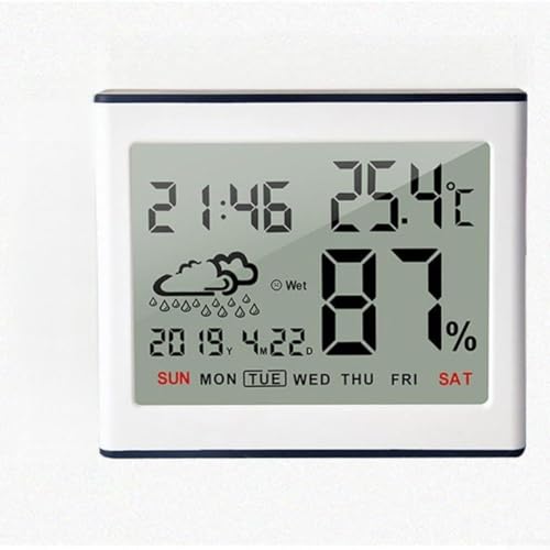 Thermomètre hygromètre d'intérieur avec grand écran LCD Prime ± 1°f/±3 Rh Capteur pour la maison, la chambre d'enfant, la cuisine, la serre – Blanc