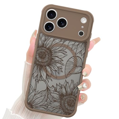 Fiyart Designed for iPhone 17 Pro Max Case Matte Flowers Design 6.9"-Brown by Fiyart - Used condition - US$14.88