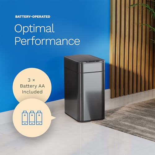 Image of hOmeLabs - 13 Gallon Kitchen Trash Can Dark Stainless Steel