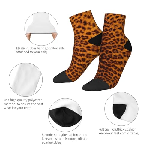 Orange Tiger Stripes Fur Metallic Animal Print Quarter Athletic Socks For Men Women Sneaker Socks4