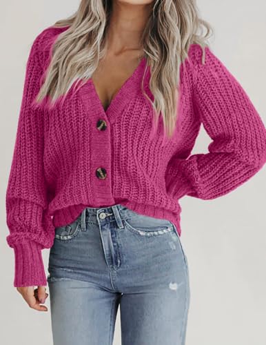 Image of Zeagoo Women's 2026 Fall Chunky Knit Cardigans Long Sleeve Sweaters | V Neck Button Down Cardigan, Loose Open Front Sweater, Winter Outerwear Coats for Women, Dressy Casual Clothes
