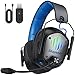 Skapendy Wireless Gaming Headset for PS5, PS4, PC, Switch, Laptop, Mobile, Mac – 2.4GHz Wireless Gaming Headphones with Mic, Stereo Surround Sound, 20ms Latency, 50H Battery, RBG Light, Blue