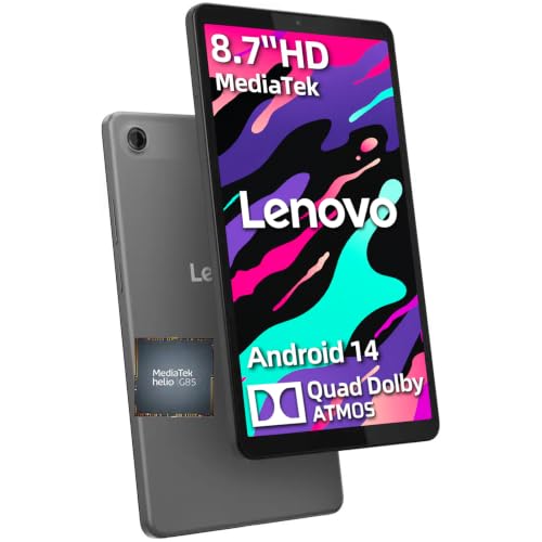 Image of Lenovo 8.7 inch HD Android Tablet, 8-Core Processor, 4GB RAM, 320GB Storage(eMMC+SD), All-Day Battery Life, Dual Dolby Atmos Speakers, Sleek Lightweight Design, Included Protective Folio Case - Grey