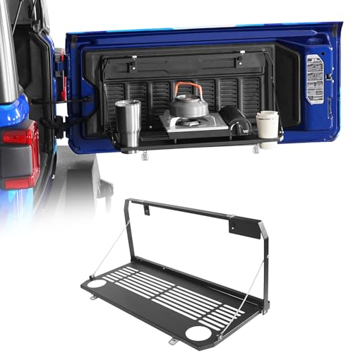 Hooke Road Wrangler JL Tailgate Table Overland Camping Desk for 2018-2026 Jeep Wrangler JL JLU Outdoor Accessories Trunk Organizer Storage Rack