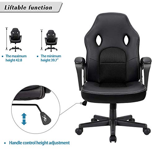 Image of Furmax Gaming Chair Office Chair Leather Computer Desk Chair Racing Style Ergonomic Adjustable Swivel Task Chair with Lumbar Support and Arms (Black)