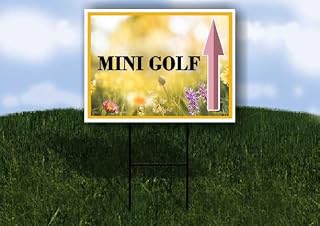 Mini Golf Spring Flowers Yellow Field Up Arrows Double Sided 18x24 in. Yard Road Sign