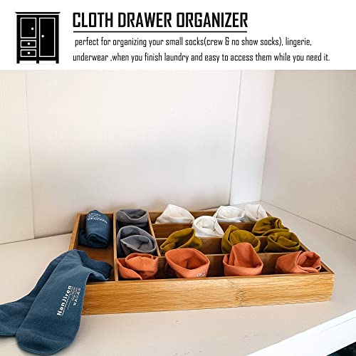 Kitchen Wood Utensil Tray Drawer Organizer, Bamboo Silverware Tray For Drawer 12X17 Cutlery Organizer In Drawer, Flatware Holder,Office Storage Drawer Organizers,Desk Drawer Dividers Insert #TOP4