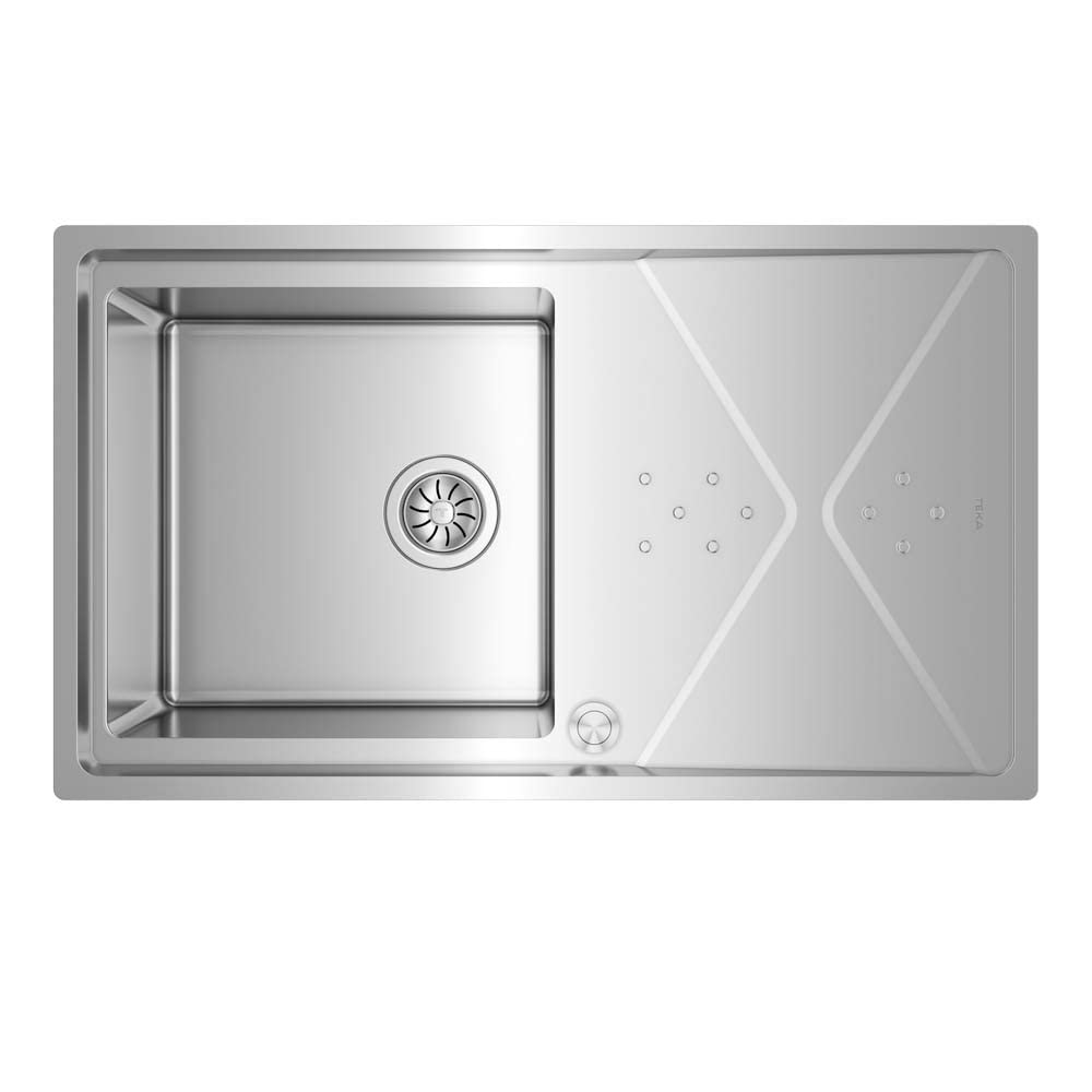 Teka Fregadero de 1 Cubeta con Escurridor en Acero Inoxidable 18/10, SilentSmart, Doble Instalación, 50 cm, Modelo Brooklyn 50 M-XP 1B 1D