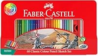 Faber-Castell Vibrant Classic Colour Pencil, Assorted – Tin of 60, (16-115893)