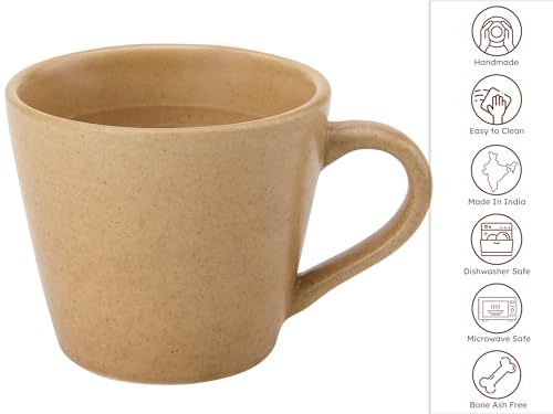 Image of Bodhi House Handcrafted Ceramic Tea Cup Set of 4 Pieces (175 Ml), Stoneware Coffee Mug, Microwave Safe Small Tea Cup, Matte Finish, Ideal for Daily use, Casual Gatherings and Gifting, Wood Brown