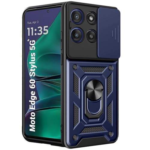 Image of AIBEX Back Cover for Motorola Edge 60 Stlyus 5G | D10 Tough Armor Case | Sliding Camera Shield | 360 Protection | Kickstand Ring Holder | Military-Grade Shockproof Bumper Case