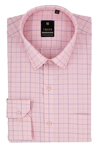 Image of 7-DAYS Men's Premium Checks Formal Shirt - Cotton Rich, Regular Fit, Full Sleeve, with Pocket, Wrinkle Resistant - Stylish Office & Everyday Wear.