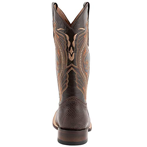 Image of FERRINI Men's Taylor Teju Lizard Square Toe Leather Heeled Western Boots, Chocolate, 11.5 D