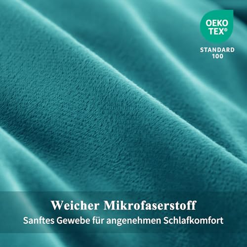 Aisbo Winter Plüsch Bettwäsche 220x200 3teilig Türkis - Flanell Flauschige Warme Bettbezug und 2 Kissenbezüge 80x80 cm… – Ansicht 5