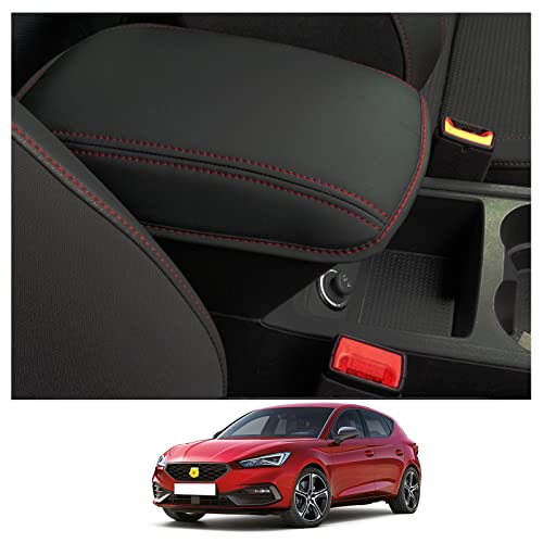 CDEFG pour Seat Leon MK3 5F 2013-2019 Housse Accoudoir Couvercle Protecteur Protection Anti-Rayures Console Centrale Cuir PU Accoudoir Boîte Cover Voiture...