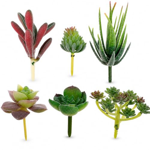 IMIKEYA Fake Succulents, 6 Pack, Unpotted Artificial Succulent Plants