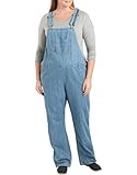 Dickies Womens Plus Size Denim Bib Overalls, Medium Stonewash, 16 US