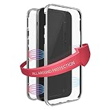 Black Rock - Hülle 360 Grad Glass Case Passend für Apple iPhone 13 Mini I Magnet Verschluss, Durchsichtig, Cover (Transparent mit silbernem Rahmen)
