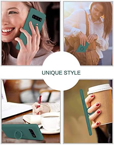 BENTOBEN Samsung Galaxy S10 PLus Case with Ring, Liquid Silicone Case for Samsung Galaxy S10 Plus, Soft Gel Rubber 360 Rotatable Ring Holder Kickstand Case for Samsung Galaxy S10 PLus-Green