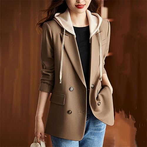 Blazer Women's Coat Long Sleeve Hooded Suit Women Jacket Casual Blazers Tops2