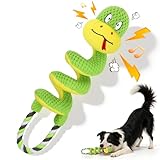 Hundespielzeug Plüsch Spiralenschlange mit Knitterpapier und Zugseil, Spielzeug Hund als Kuscheltier für Hunde, Welpenspielzeug für Apportieren & Zerrspiel, Dog Toys für Welpen, kleine, mittlere Hunde