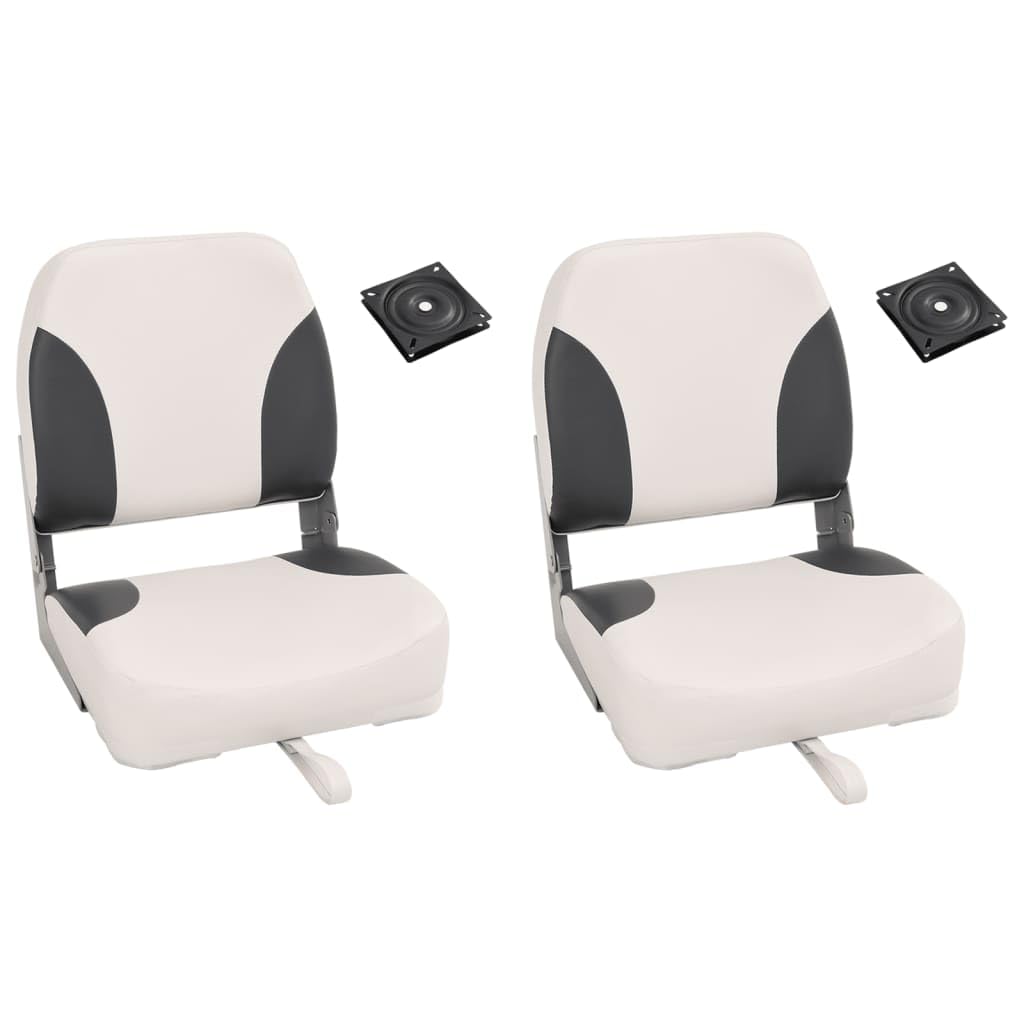Set di 2 sedili pieghevoli per barca, schienale basso | PVC impermeabile PU, telaio in alluminio, girevole a 360 gradi, schiuma a compressione