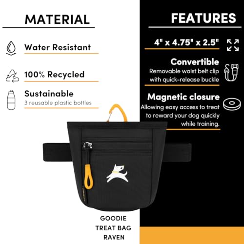 OllyDog Bolsa de guloseimas Goodie, bolsa de petiscos para cães, clipe de cinto para treinamento com