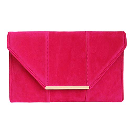 Jnb Women's Faux Microsuede Envelope Clutch Fuchsia #TOP5