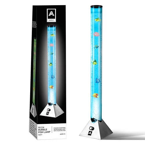 Aspect Sensory Lights Bubble Fish LED Colour Changing LED Light Bubble Fish Mood Lamp with Sturdy Base - Artificial Jellyfish Sensory Lamp for Home, Christmas Gifts- (90 cm, Silver)