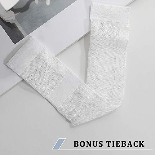 Miulee 2 Pieces White Semi Sheer Curtains For Front French Door Linen Textured Window Panels For Light Filtering W 25 X L 40 Inches #TOP5