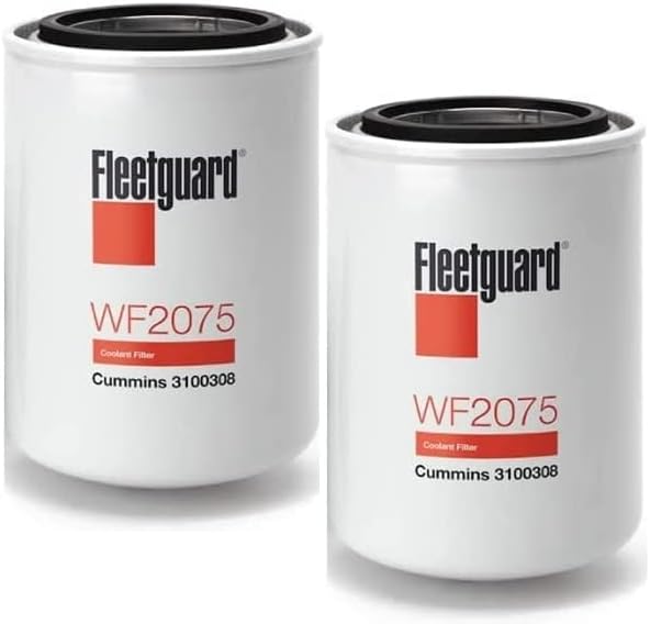 Genuine Fleetguard - Cummins Filtration WF2075 Fleetguard Water Spin-On (Pack of 2), Replaces Baldwin BW5075, Donaldson P552075, Luber Finer LFW4075, Wix 24075