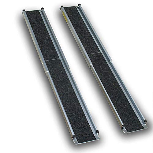 FT-Germany 0,9m bis 1,5m Paar Alu Teleskoprampe Teleskopschienen Rollstuhlrampen Auffahrschienen für Rollstuhl, Rollator oder Kinderwagen, Auffahrrampe für Treppen, Rampe Cover