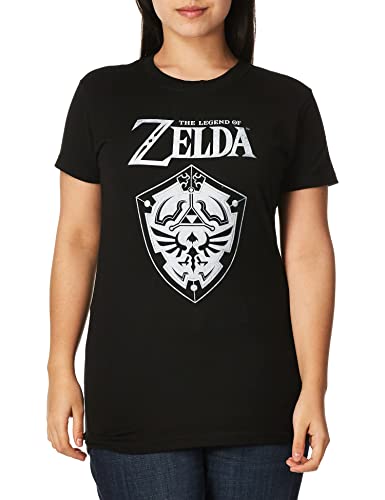 Nintendo Womens Legend of Zelda Shield Crew Neck Graphic T-Shirt T Shirt Black Medium US