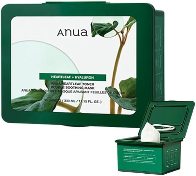 ANUA Heartleaf 77% Soothing Toner Double Soothing Sheet Mask 330ml (30 Pieces) for Sensitive Skin