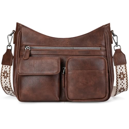 Crossbody Bags for Women Trendy Vegan Leather Crossbody Purse Shoulder Handbags Multiple Pockets Hobo Bag Ladies