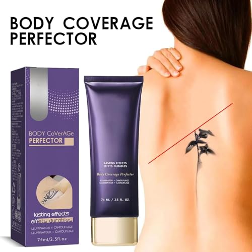 Proof Body Coverage Perfector, All Over Complexion Perfector mit Pinsel, Bein Körper Make Up Wasserfest, Tattoo Abdeckung Wasserfest, Abdeckcreme für Besenreiser, Langanhaltend Körper Make Up (A)