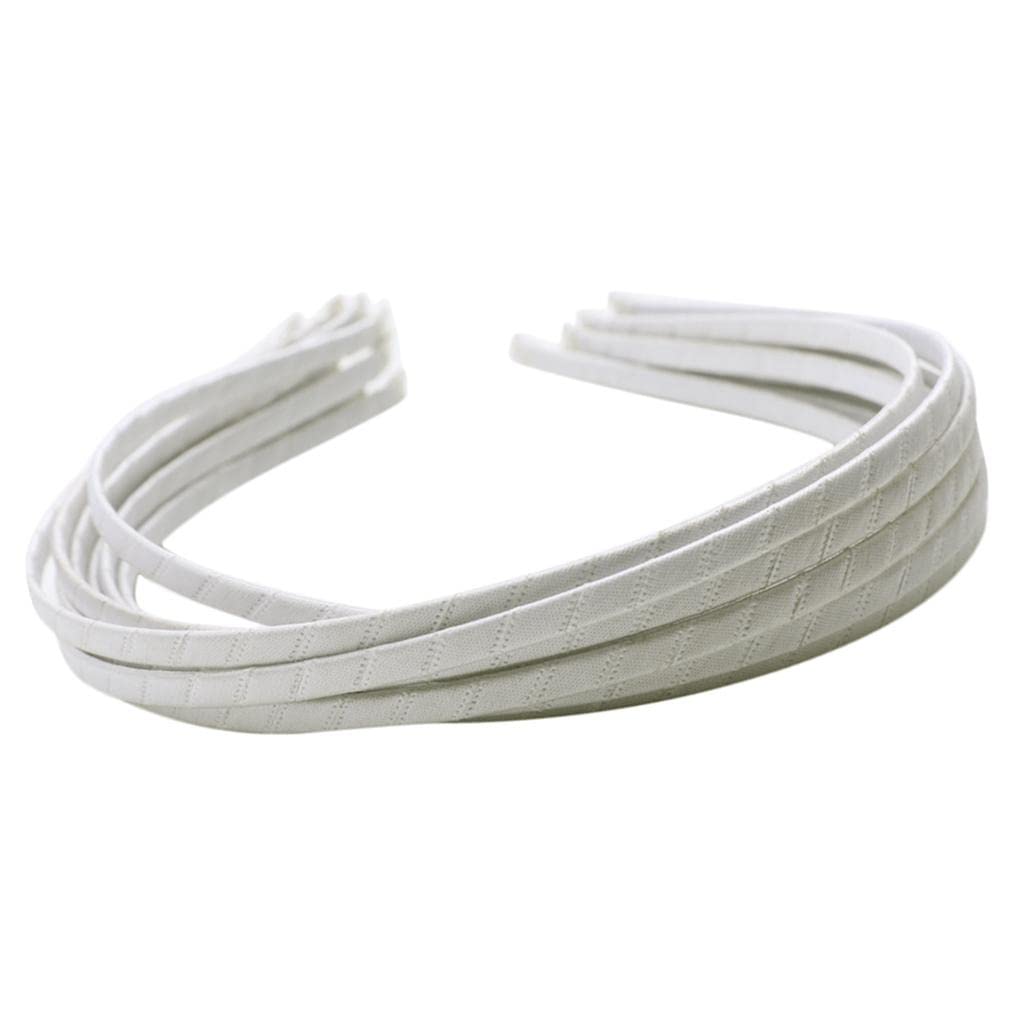 10Pcs Alice Band Headband Satin Wrapped Hair Hoop Thin Hair Band Cream White-image-3