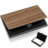 Alethron Visitenkartenetui aus Holz Business Card Holder aus Walnussholz und Metall Visitenkarten Etui Personalisiert Visitenkartenhalter Holz Visitenkartenbox für Herren Damen